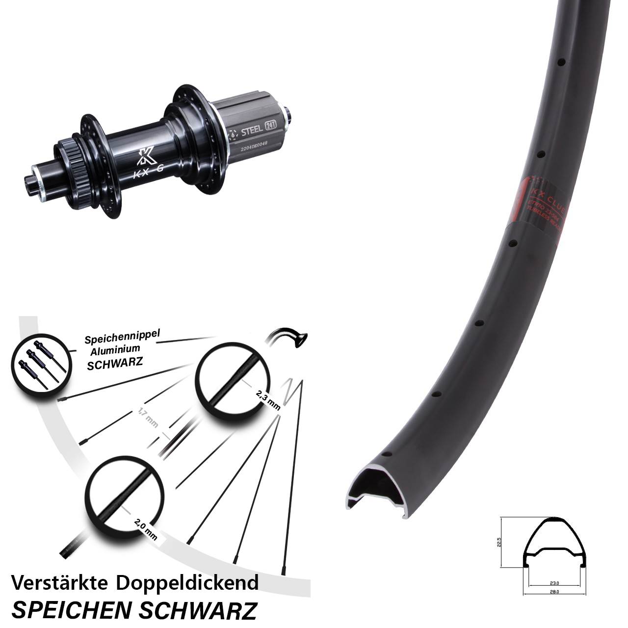 Disc Hinterrad 28 Zoll KX Clue verstärkt Centerlock 8-12 fach QR