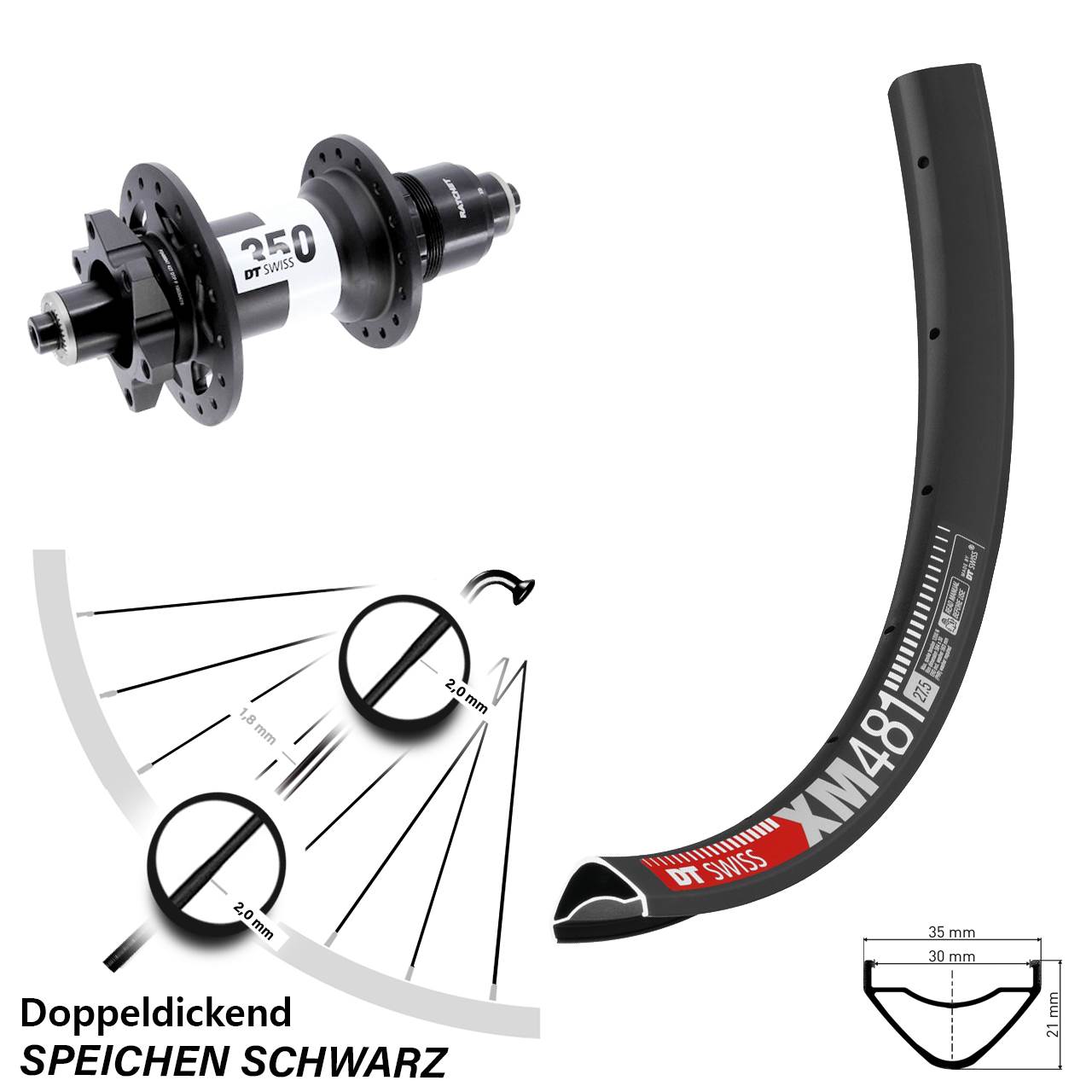 Hinterrad 6-Loch 27,5 Zoll DT Swiss XM 481-350 SRAM XD QR Boost