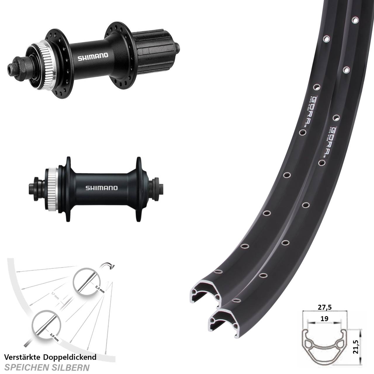Laufradsatz Centerlock QR 28 Zoll Gora 19 Shimano HB-M4050 Shimano Alivio 8-11 fach HG