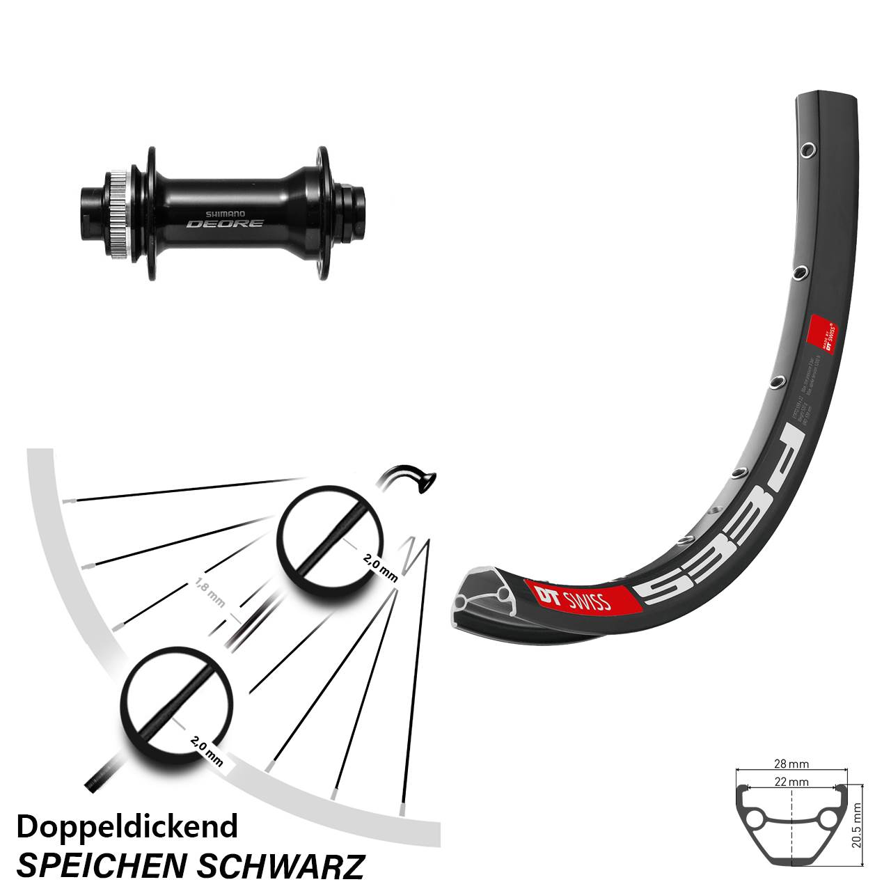 27,5 Zoll DT Swiss 533d Shimano HB-M6010-B Disc Vorderrad 15x110 Boost