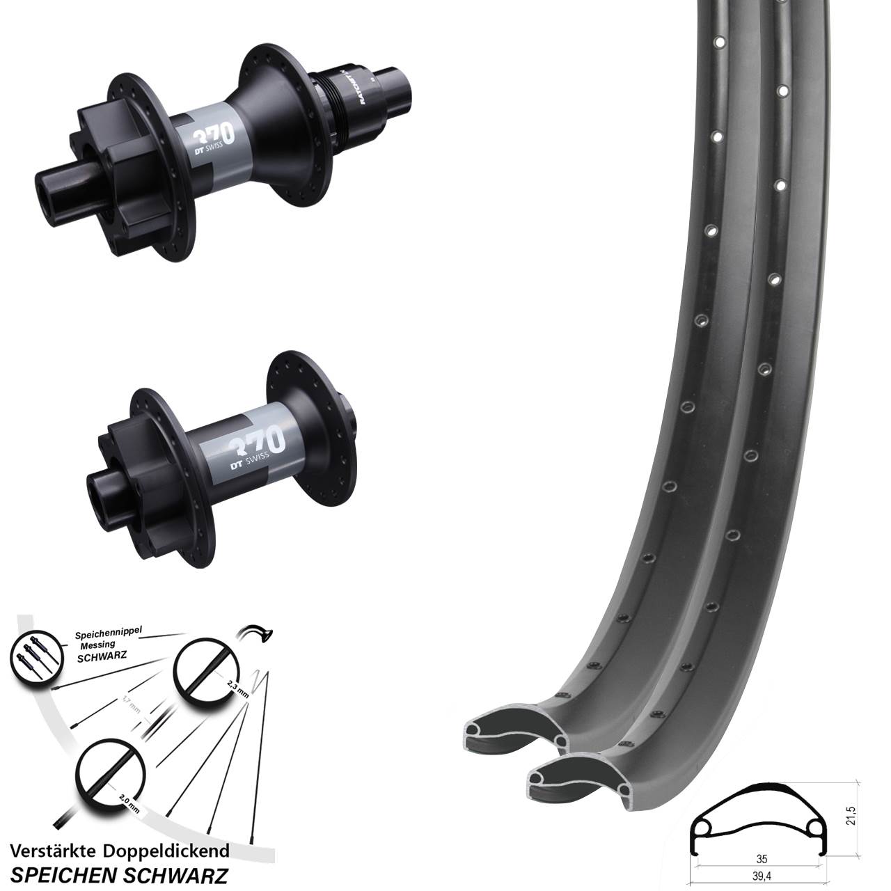Ambrosio E35 DT Swiss 370 27,5 Zoll Laufradsatz 6-Loch 15x100 12x142 XD