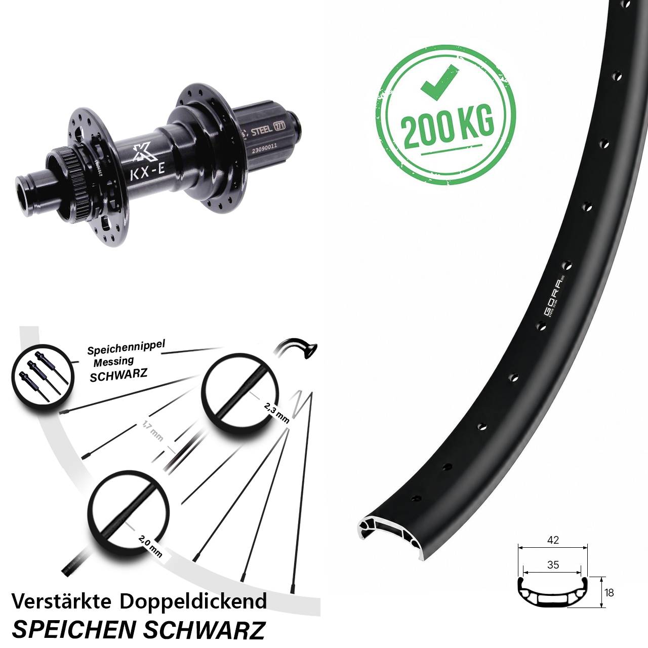 Disc Hinterrad 12x148 27,5 Zoll Gora 35 Heavy Duty KX-E 8-12 fach