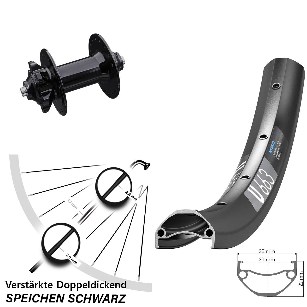 Disc Vorderrad 26 Zoll DT Swiss U 663 Formula DC91-V2 für Schnellspanner