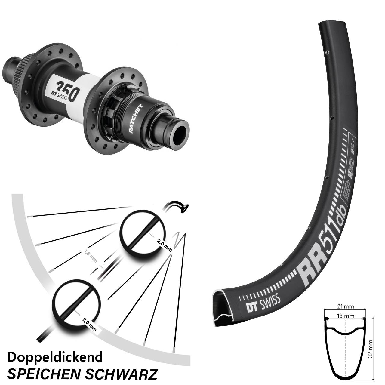 Disc Laufrad 28 Zoll DT Swiss RR 511-350 XD 12x142