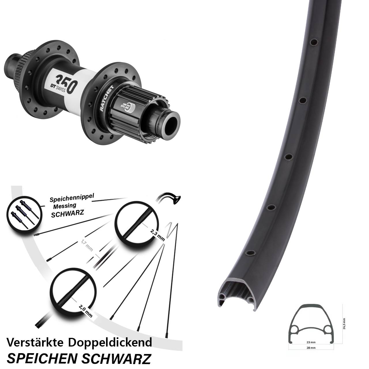 Disc Laufrad 28 Zoll Ambrosio Sport DT Swiss 350 Micro Spline 12x148