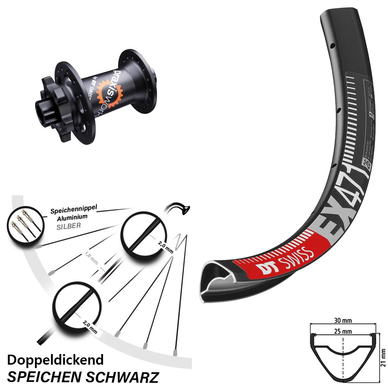 Disc Vorderrad 27,5 Zoll DT Swiss EX 471-350 15x100