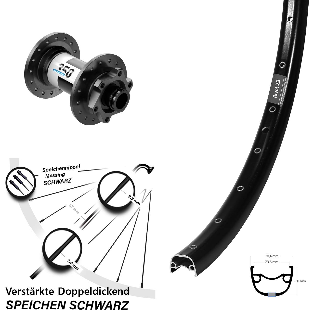 Ryde Rival 23 DT Swiss 350 Hybrid 27,5 Zoll Vorderrad 6-Loch 15x100