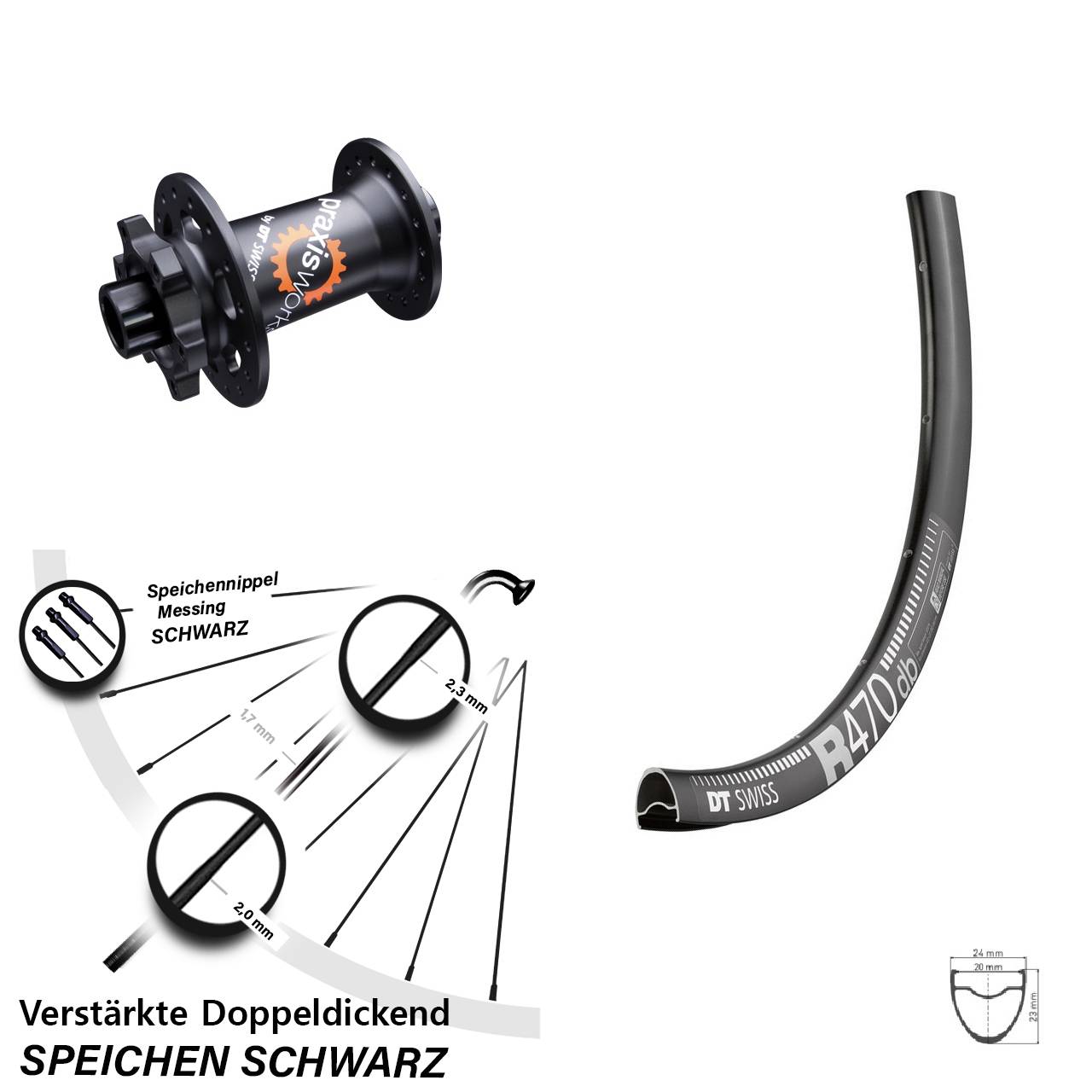 Vorderrad 6-Loch 12x100 28 Zoll DT Swiss R 470-350