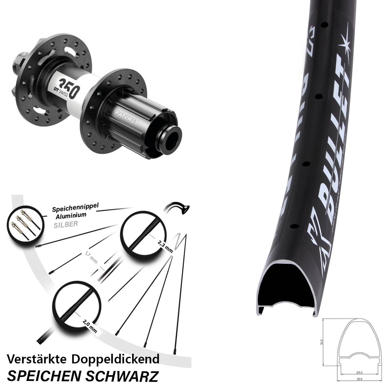 Disc Hinterrad 12x148 28-29 Zoll KX Bullet DT Swiss 350 8-11 fach