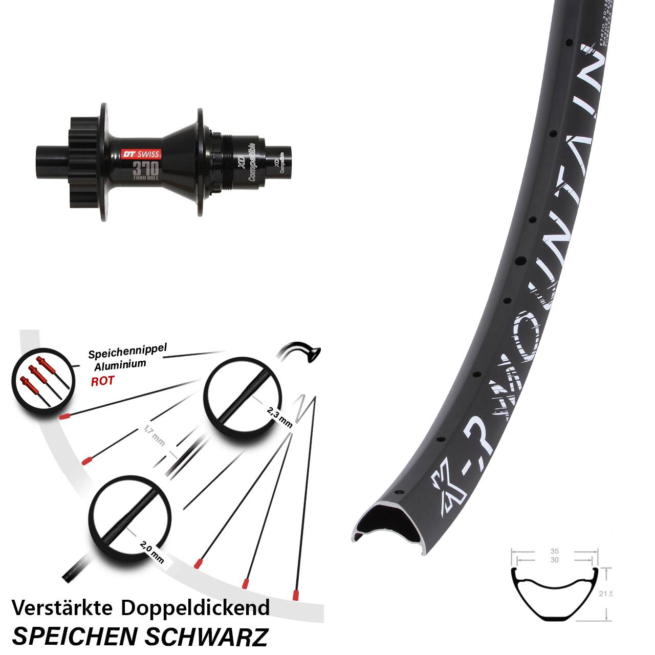Disc Laufrad 29 Zoll KX-R Mountain DT Swiss 370 SRAM XD 12x142