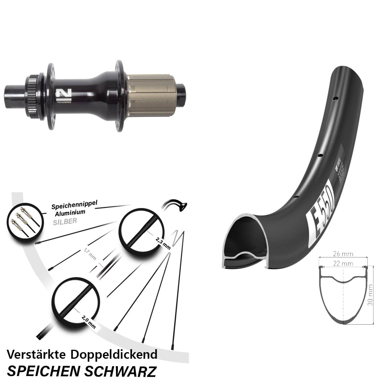 Hinterrad Centerlock 12x142 28 Zoll DT Swiss E550 Novatec D792SB 8-12 fach HG