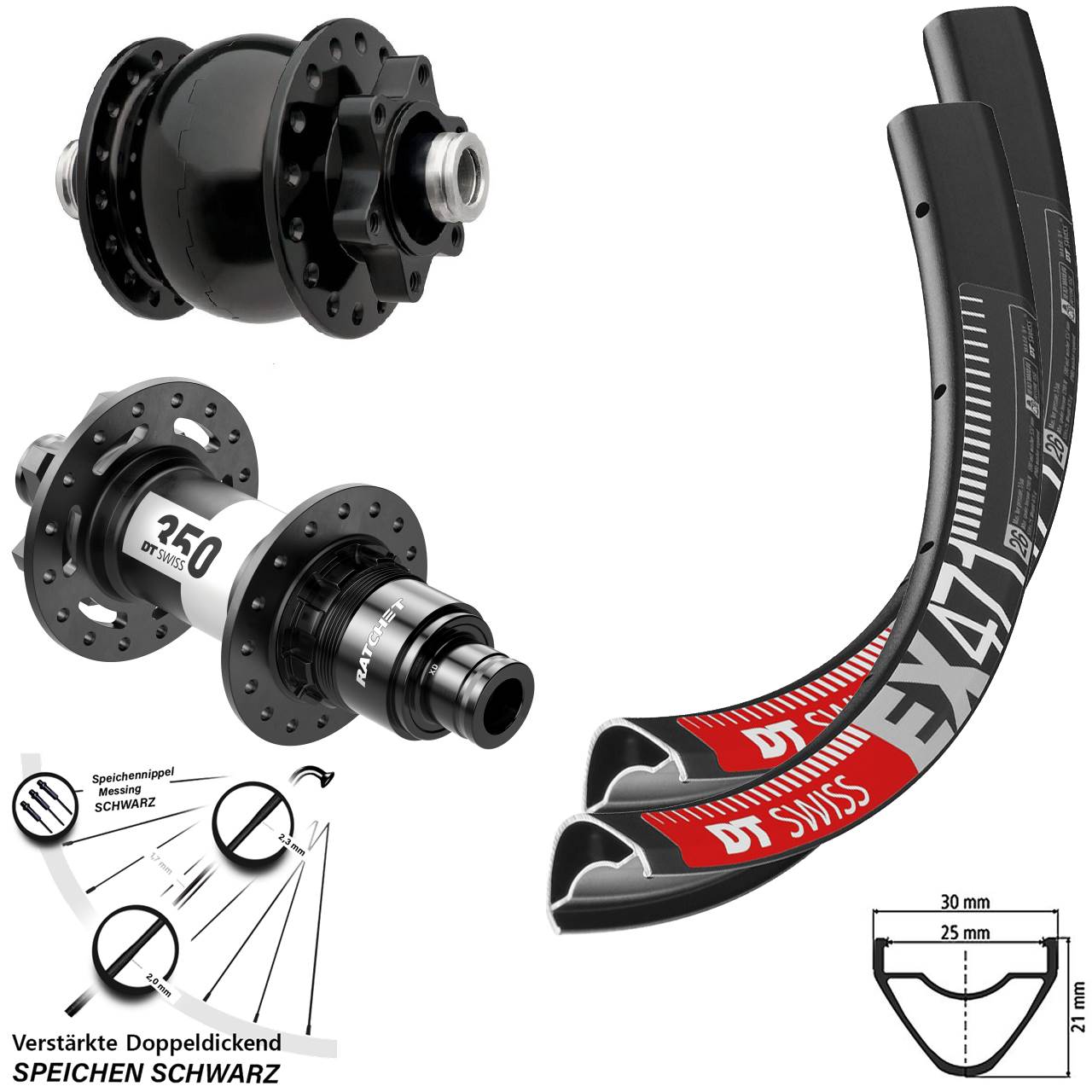 27,5 Zoll DT Swiss EX471 SON 28 350 XD Disc Laufradsatz 12x100/142