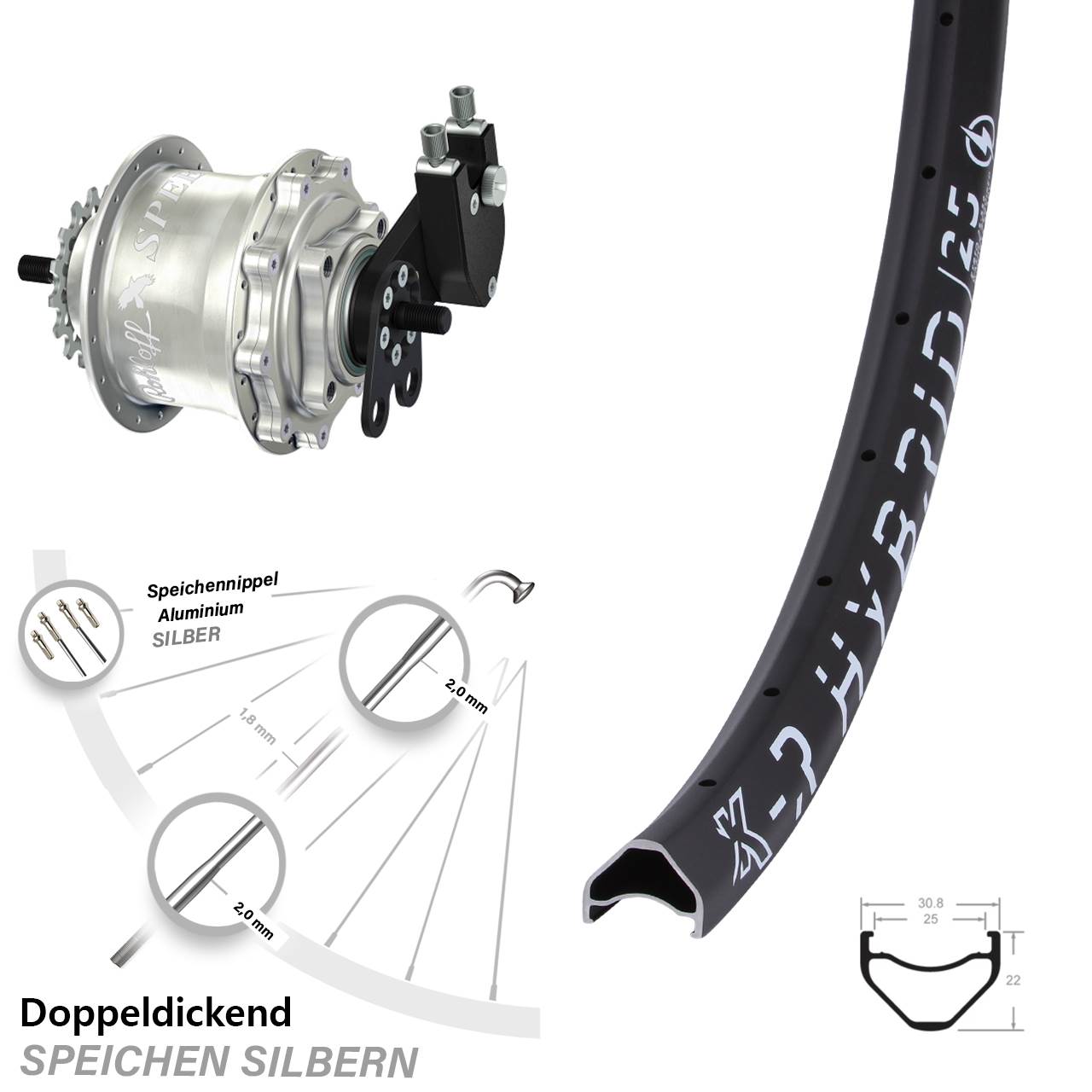 27,5 Zoll KX-R Hybrid 25 Rohloff Speedhub 500/14 TS DB silbern