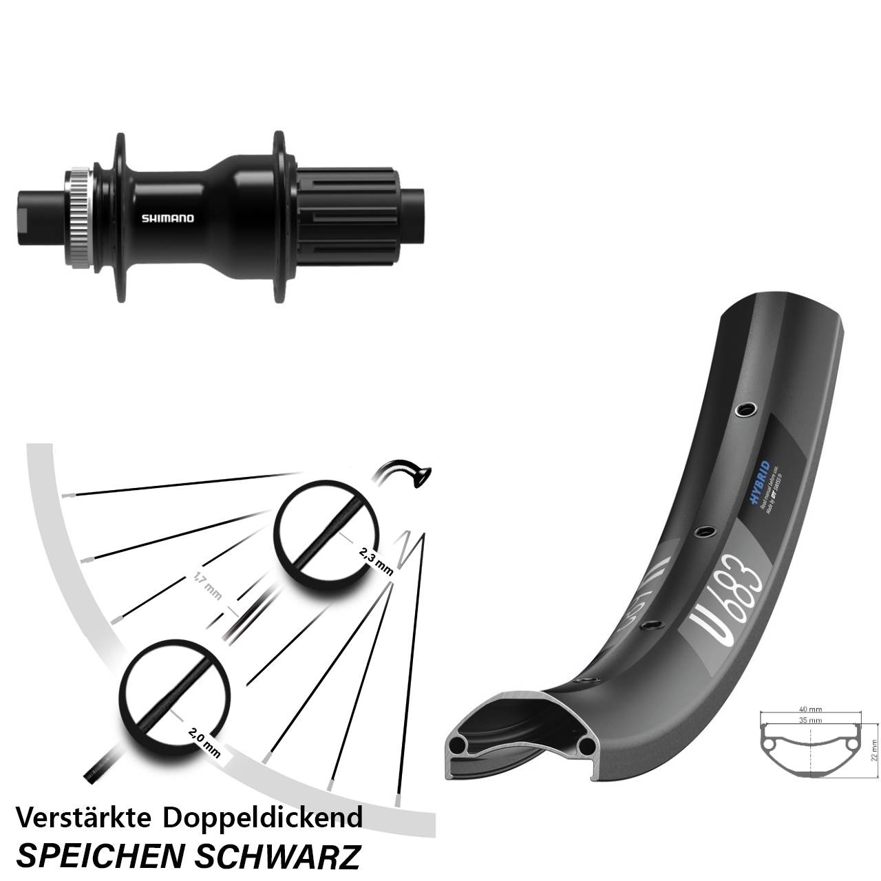 DT Swiss U683 Shimano FH-TC500 27,5 Zoll Disc Laufrad 12x142 11-12 fach Road