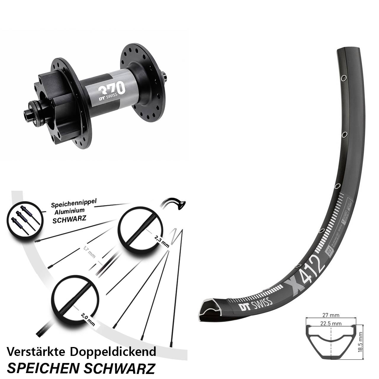 DT Swiss X412-370 29 Zoll Vorderrad 6-Loch für Schnellspanner