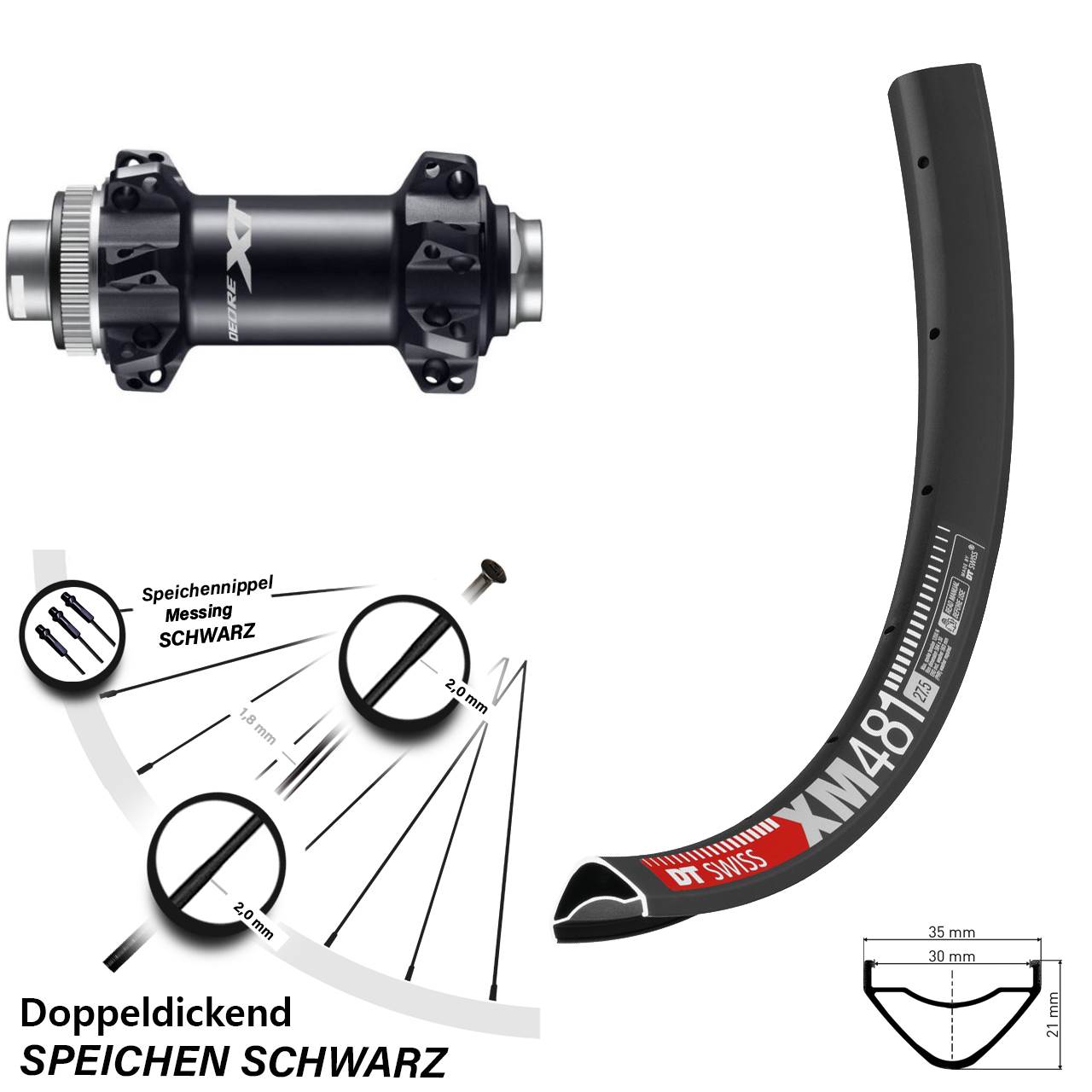DT Swiss XM 481 Vorderrad 29 Zoll Shimano HB-M8110-B Boost