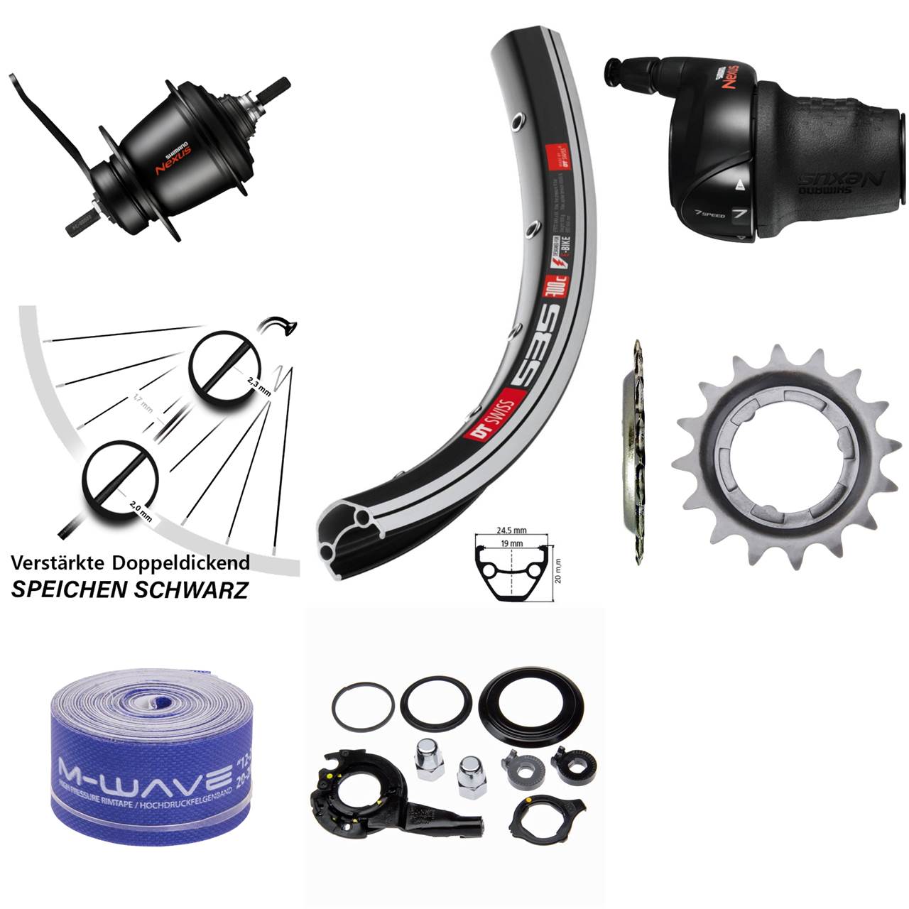 DT Swiss 535 Hinterrad 28 Zoll Shimano Nexus SG-C3001 7-Gang Rücktritt schwarz