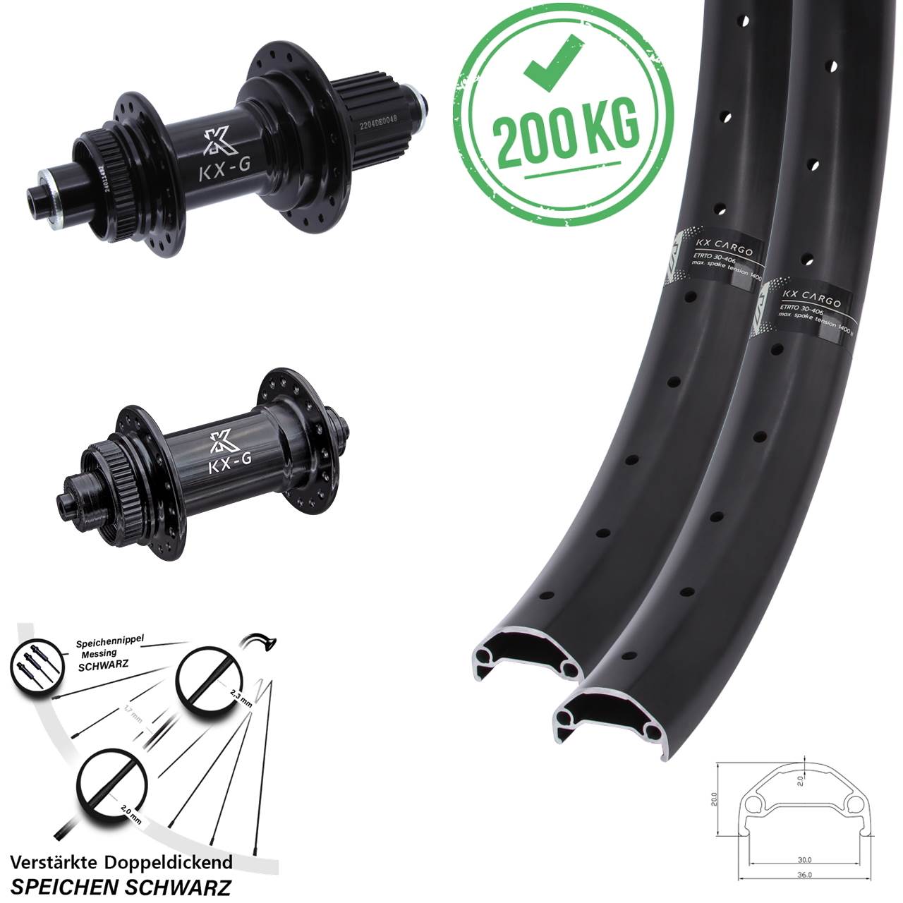 Disc Laufrad-Satz QR 29 Zoll KX-GS Cargo verstärkt Micro Spline
