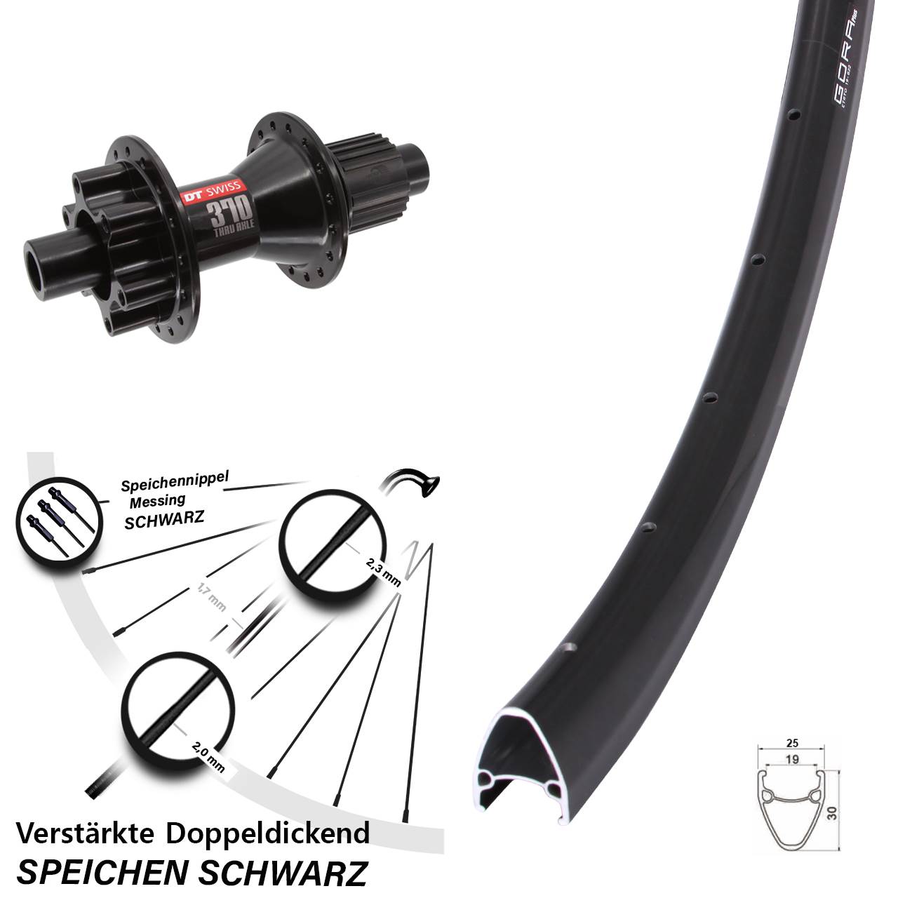 28 Zoll Gora Plus DT Swiss 370 Hybrid Disc Laufrad 12x142 Shimano Micro Spline