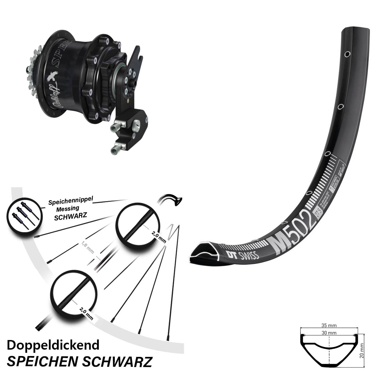 Disc Hinterrrad 29 Zoll DT Swiss M502 Rohloff Speedhub CC DB OEM2 Tandem