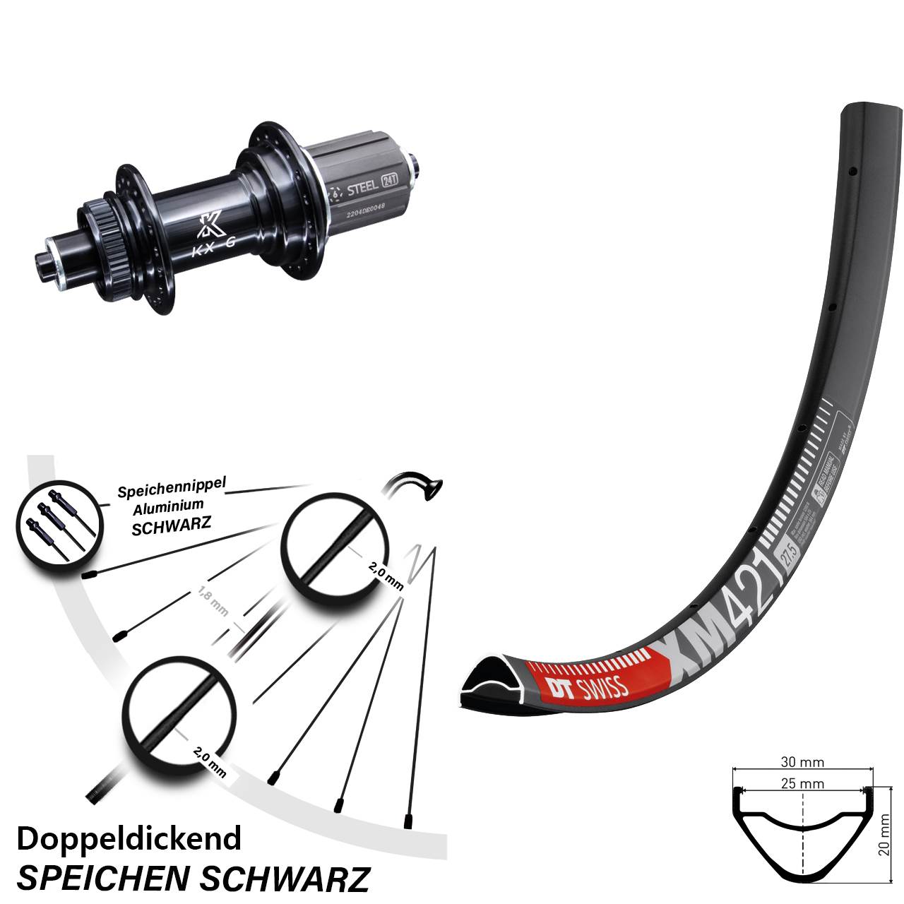 DT Swiss XM 421 29 Zoll Hinterrad KX-GS 8-12 fach