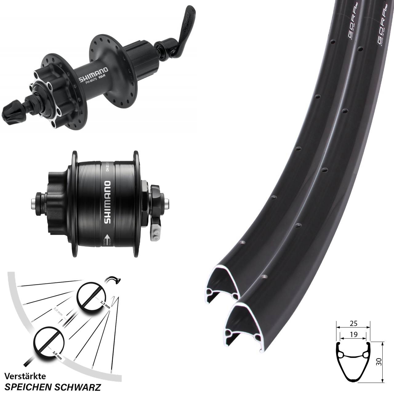 28 Zoll Gora Plus Shimano Alivio DH-3D32 Disc Laufradsatz für Schnellspanner 8-11 fach HG