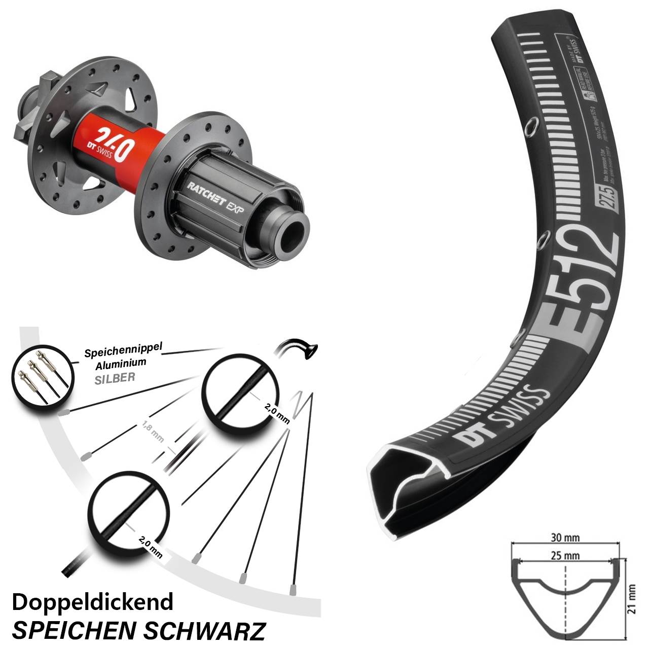 29 Zoll Hinterrad DT Swiss E 512 mit 240 Boost Nabe MTB