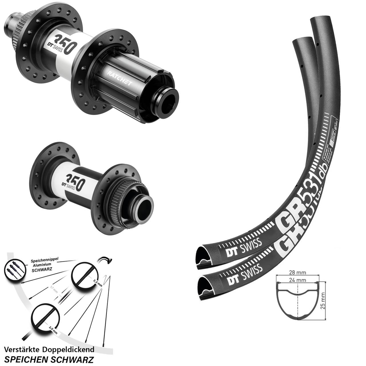 Laufradsatz Centerlock 15x100 12x142 29 Zoll DT Swiss GR 531-350 11-12 fach