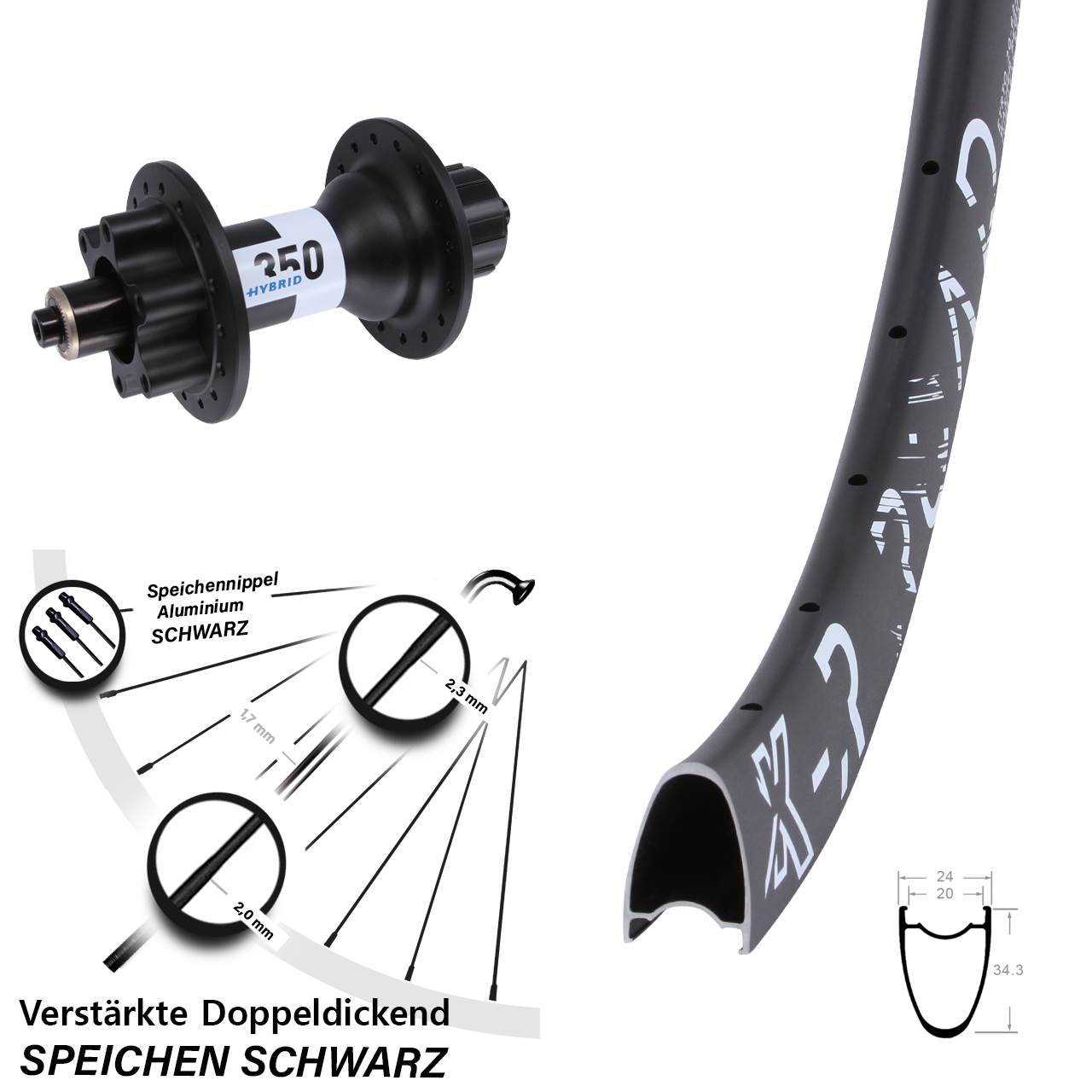 29 Zoll Hinterrad KX-R Road DT Swiss 350 Hybrid 6-Loch 5/135 Singlespeed