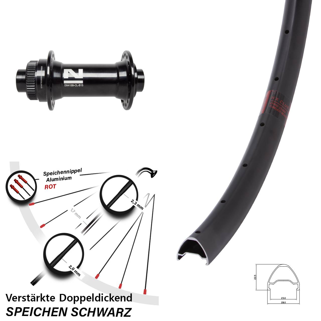 KX Clue Novatec D041 27,5 Zoll Vorderrad Centerlock 15x110 Boost