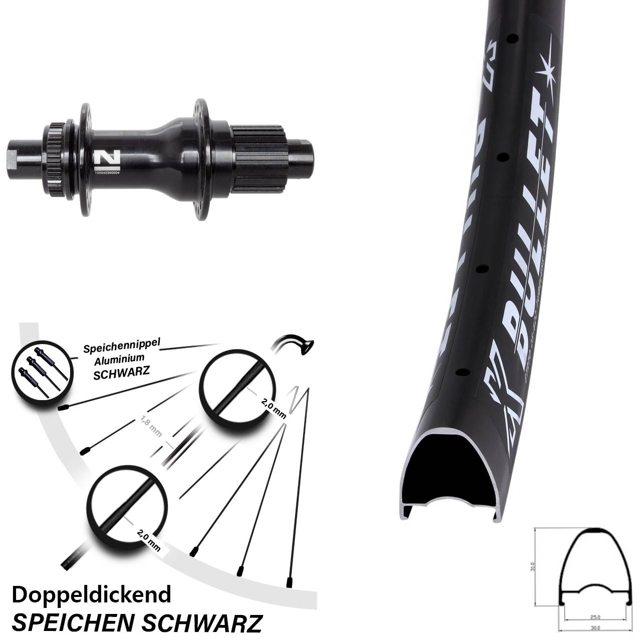 28-29 Zoll KX Bullet Novatec D792 Disc Hinterrad 12x142 Micro Spline