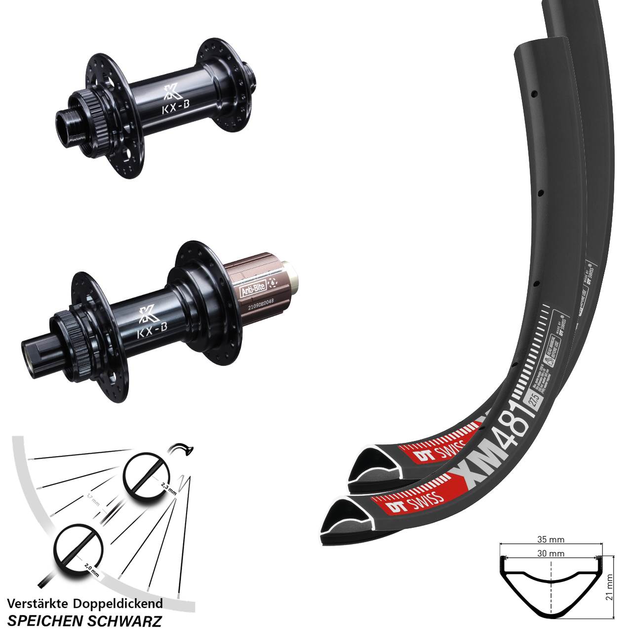 Boost Disc Laufrad-Satz 12x110/148 29 Zoll DT Swiss XM481 KX-B 8-12 fach HG