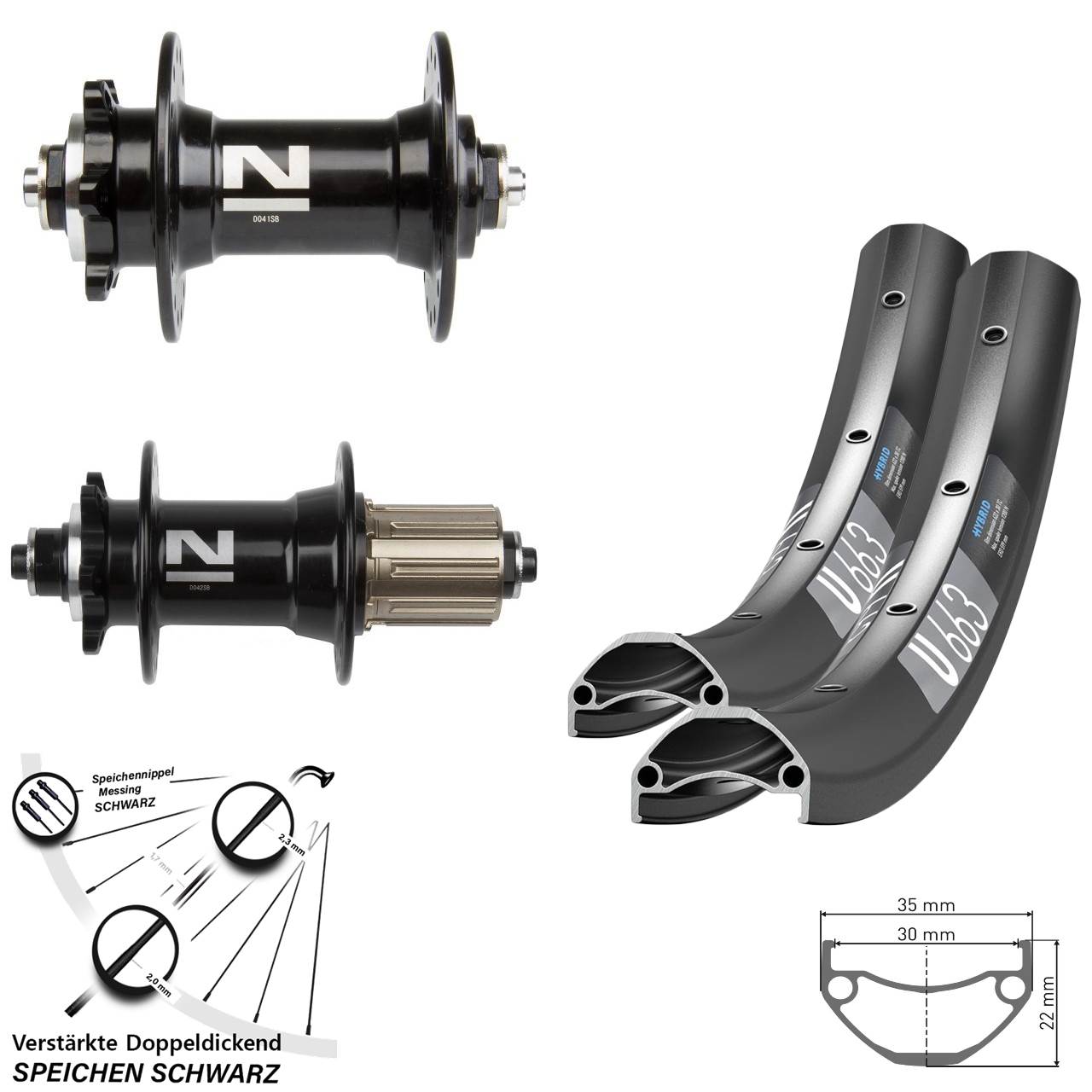 Laufrad-Satz 6-Loch für Schnellspanner 650B DT Swiss U 663 Novatec D041/D042 8-11 fach HG
