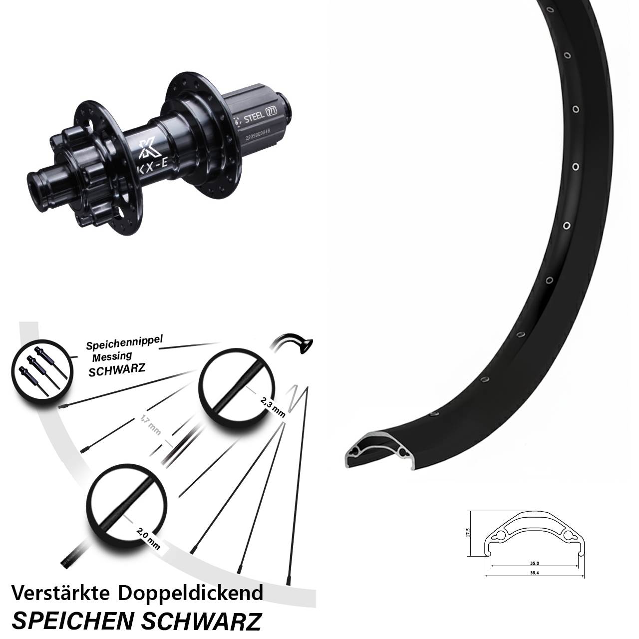 Hinterrad 29 Zoll Ryde Disc 35 KX-E 8-12 fach 12x142