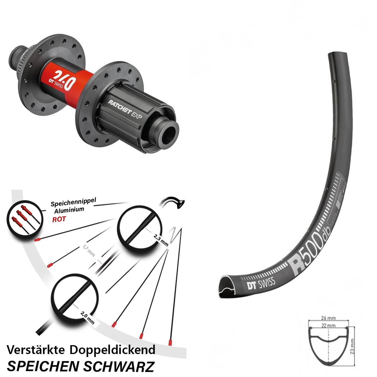 DT Swiss R500-240 EXP Road Centerlock Hinterrad 28-29 Zoll 11-12 fach 12x142