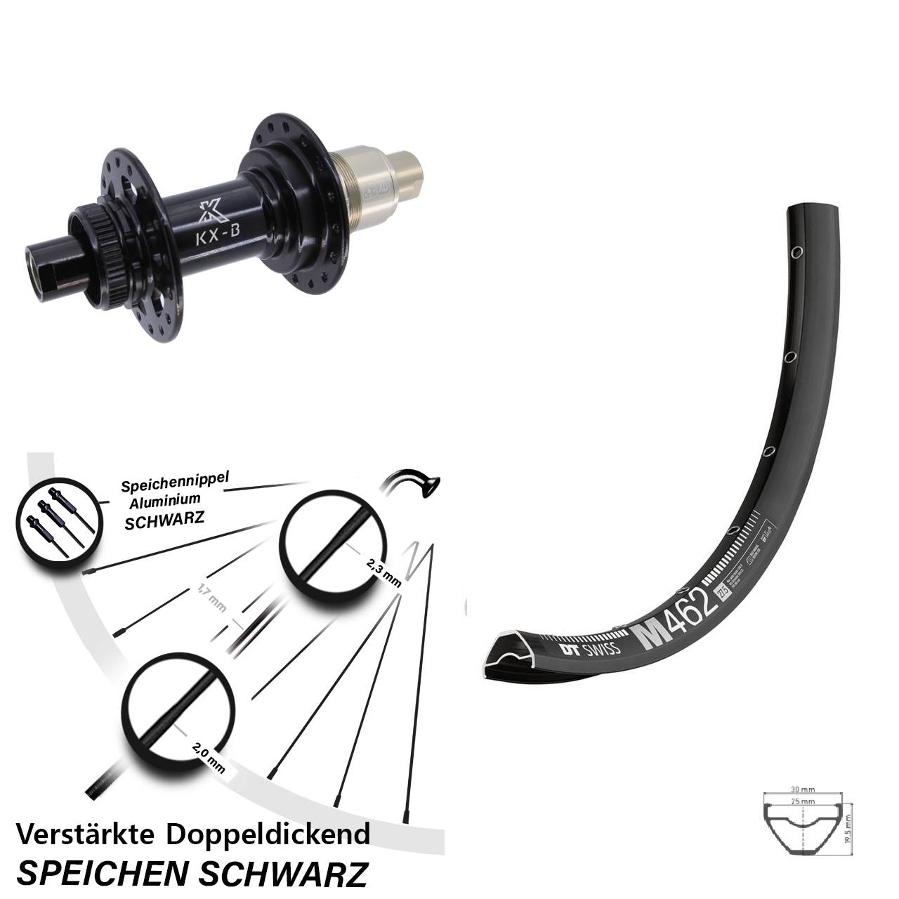 650B DT Swiss M462 KX-B Boost Centerlock Hinterrad 12x148 XD 11-12 fach