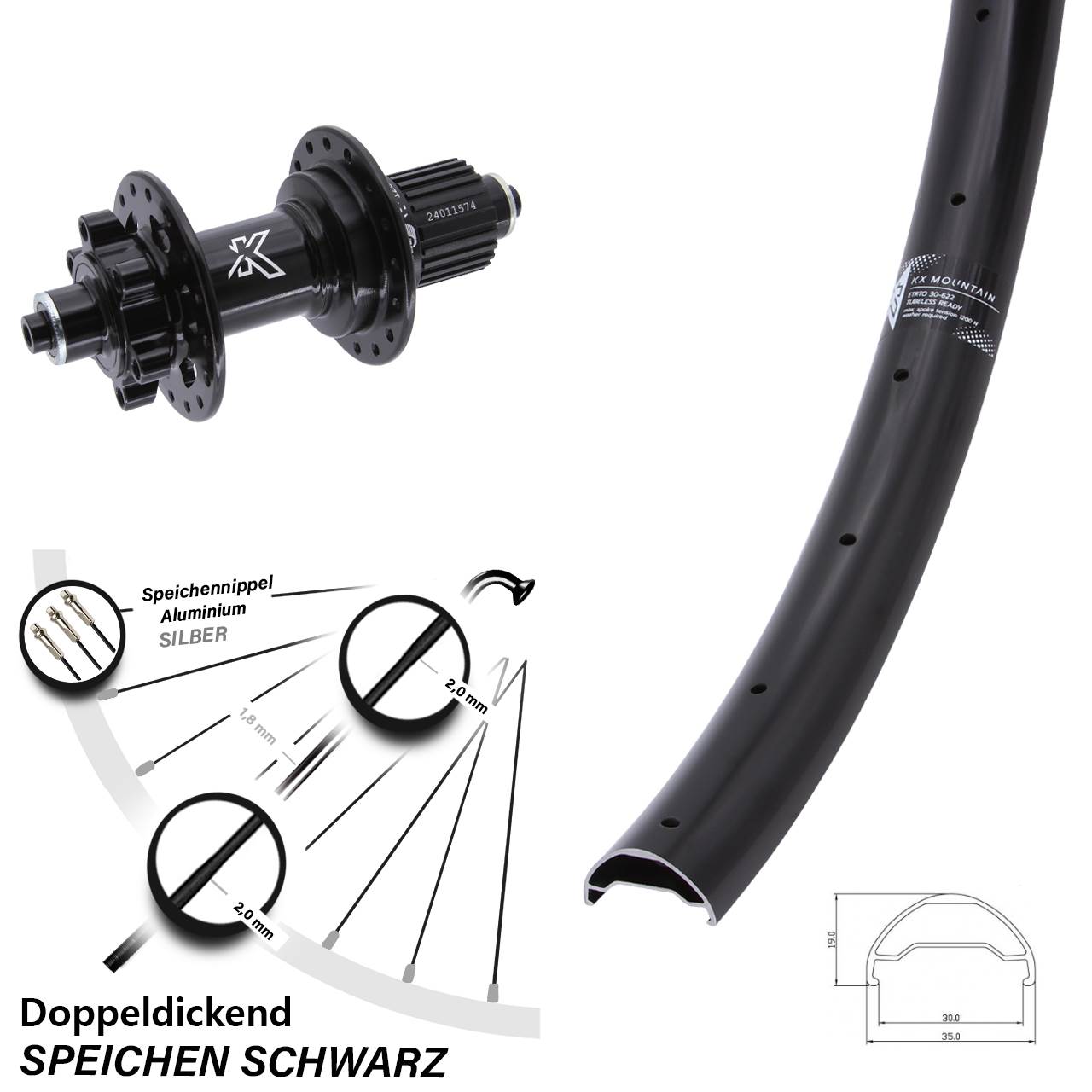 Disc Laufrad für Schnellspanner 29 Zoll KX-M Mountain TR Micro Spline