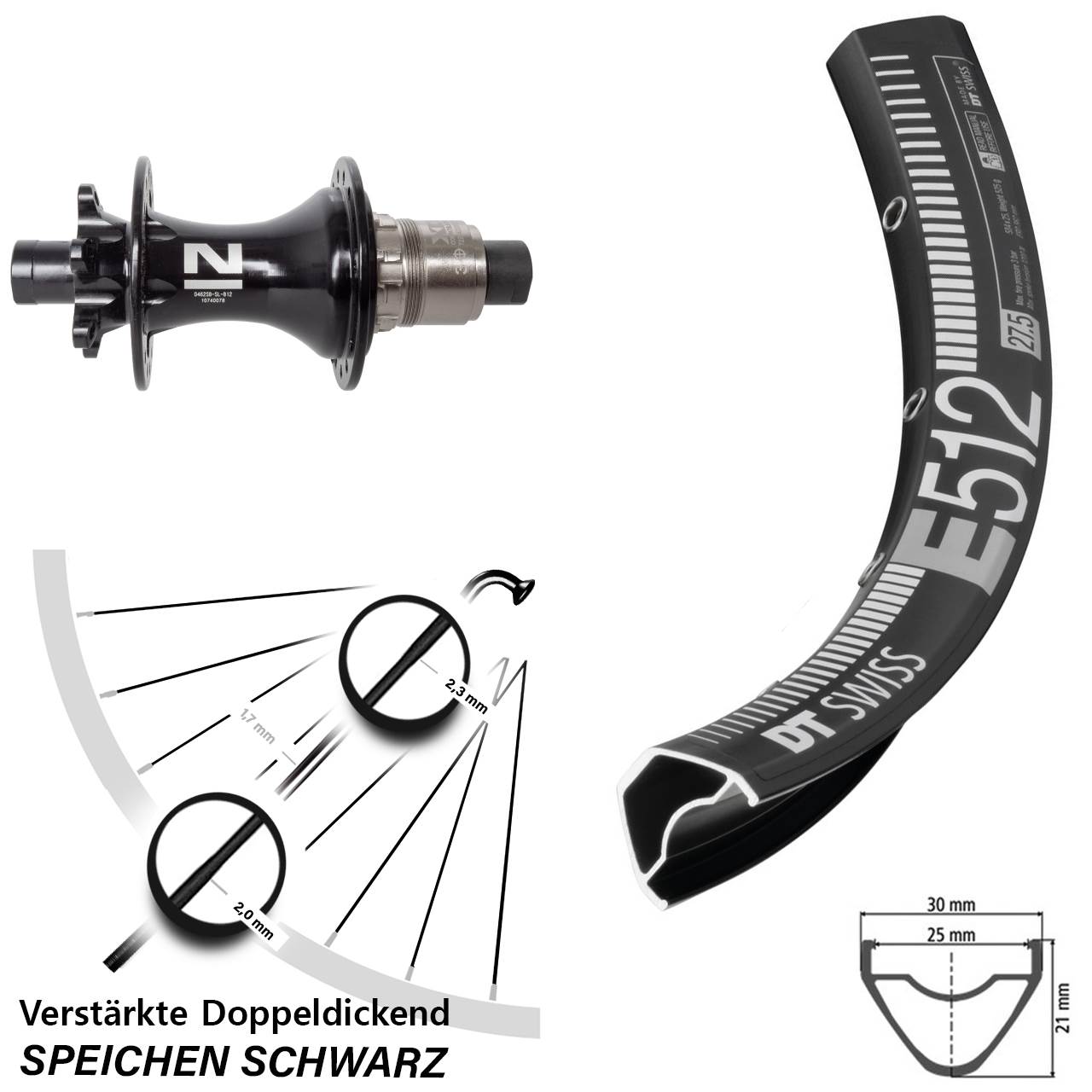 DT Swiss E512 Novatec D462 650B Hinterrad 6-Loch 12x148 XD 11-12 fach
