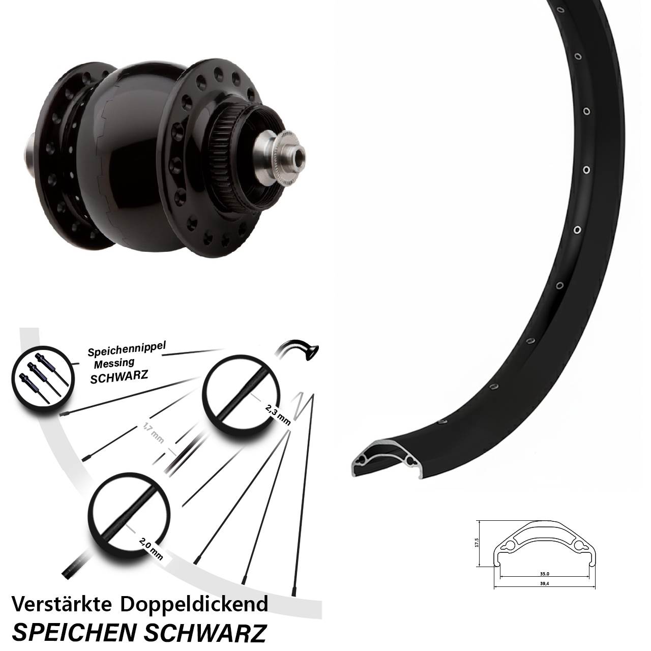 Dynamo Vorderrad für Schnellspanner 29 Zoll Ryde Disc 35 SON delux