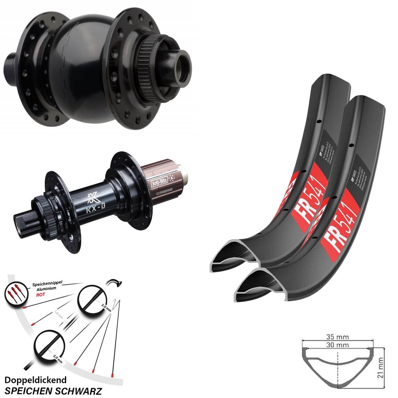 Boost Centerlock Laufradsatz 15x110 12x148 29 Zoll DT Swiss FR 541 KX-B SON 28 8-12 fach