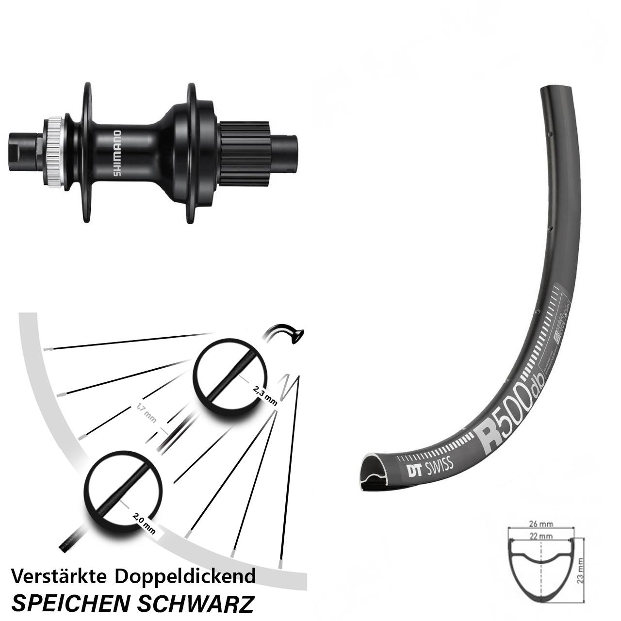 DT Swiss R500 Shimano FH-MT510 28-29 Zoll Hinterrad Centerlock 12x142 Micro Spline