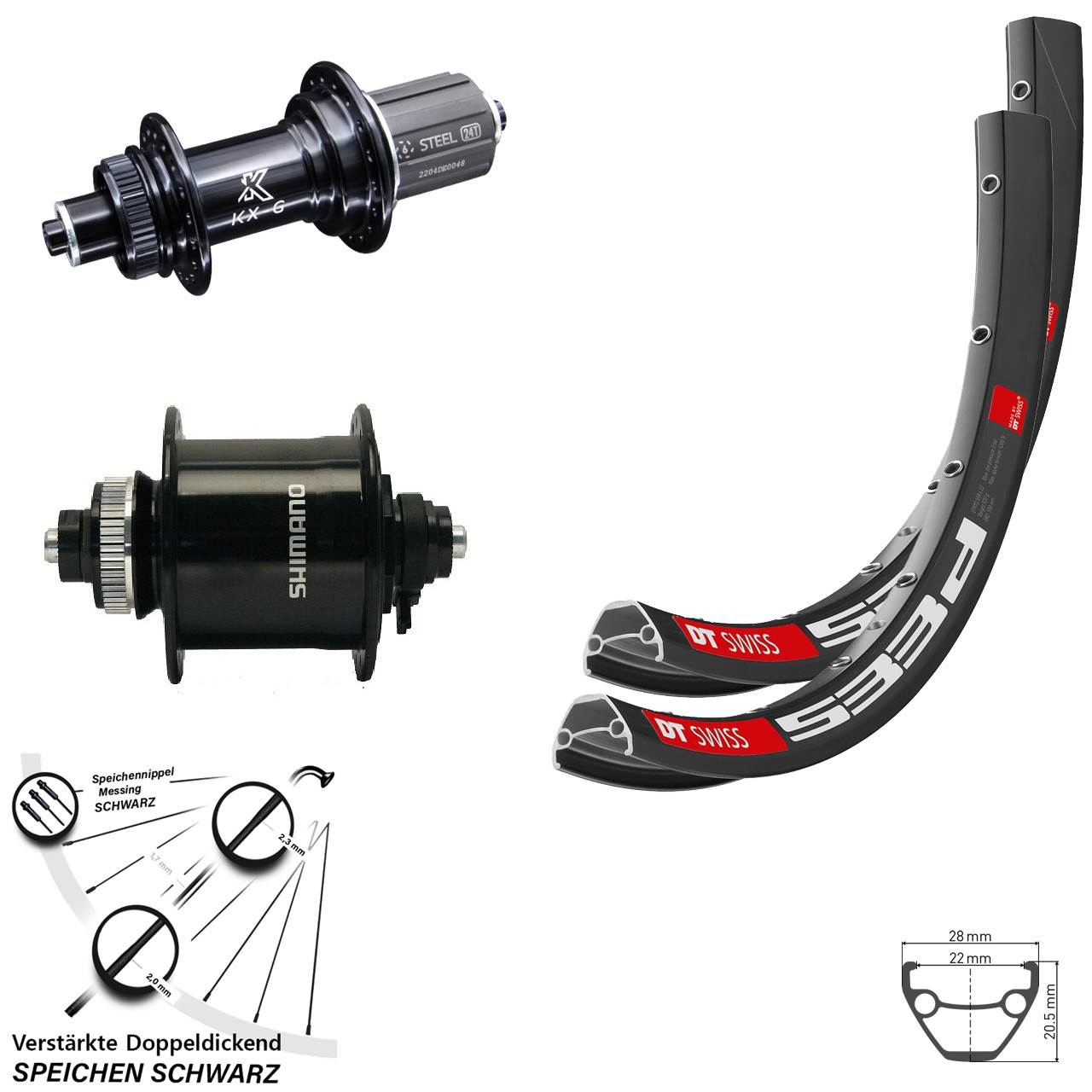 28-29 Zoll Laufradsatz KX-GS Shimano DH-UR700 DT Swiss 533 D Centerlock