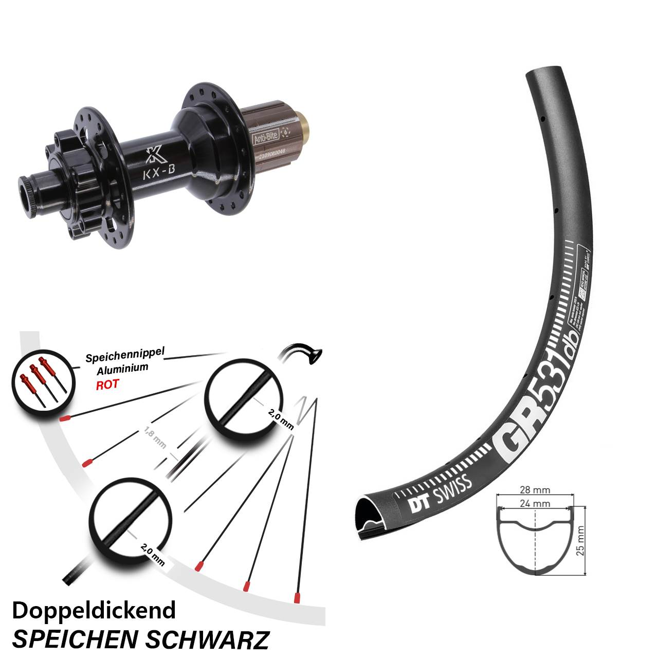 Disc Laufrad 27,5 Zoll DT Swiss GR531 KX-B 8-11 fach 12x148