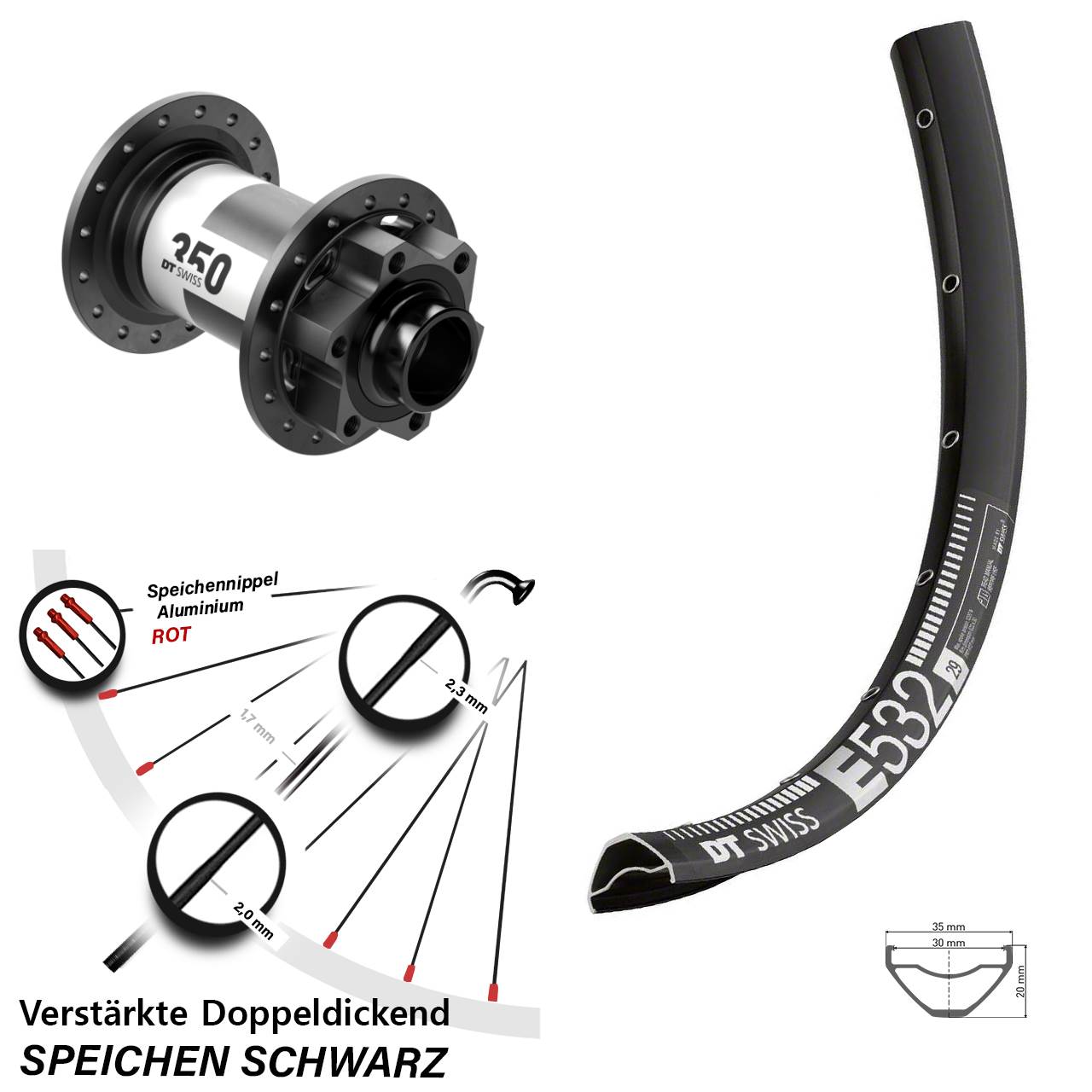 Disc Laufrad 20x110 Boost 29 Zoll DT Swiss E 532-350