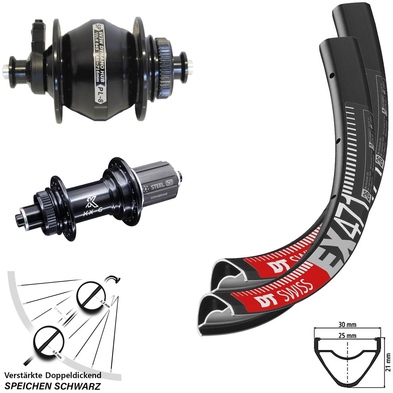29 Zoll Laufradsatz Centerlock DT Swiss EX471 KX-GS SP PL-8 8-12 fach HG QR