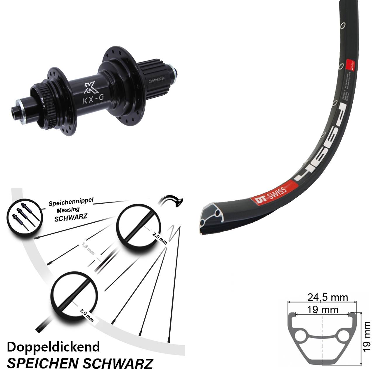 Centerlock Hinterrad QR 28 Zoll DT Swiss 466 KX-GS Heavy Duty Shimano Micro Spline