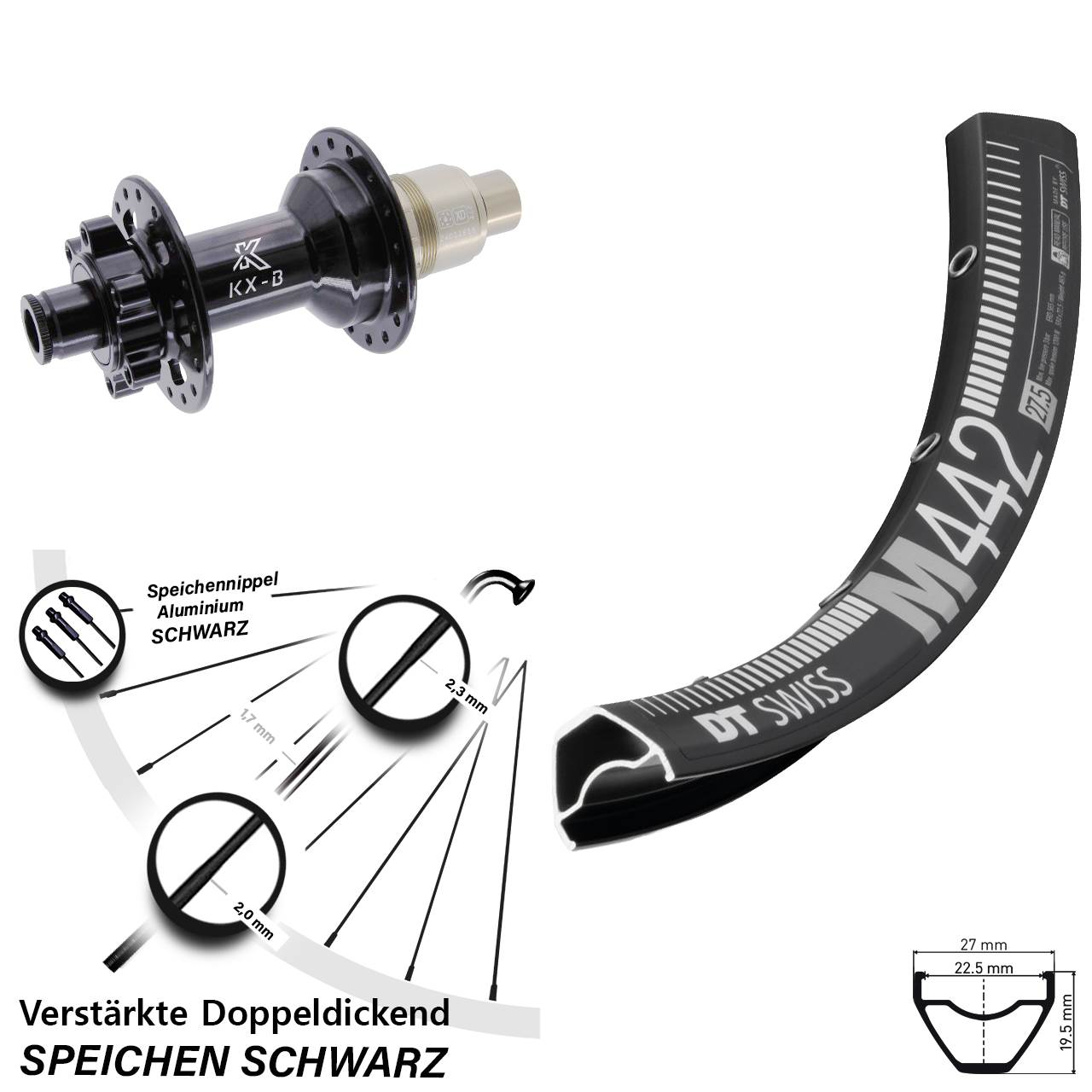 Disc Laufrad 28 Zoll DT Swiss M442 KX-B SRAM XD 12x148