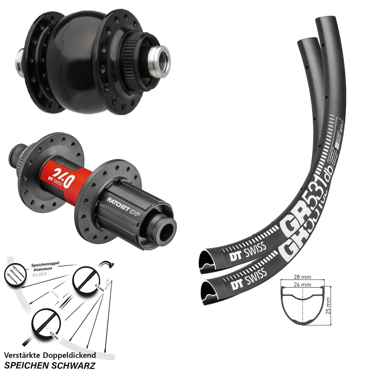 DT Swiss GR531 240 EXP SONdelux 28-29 Zoll Disc Laufradsatz 12x100/142 11-12 fach HG