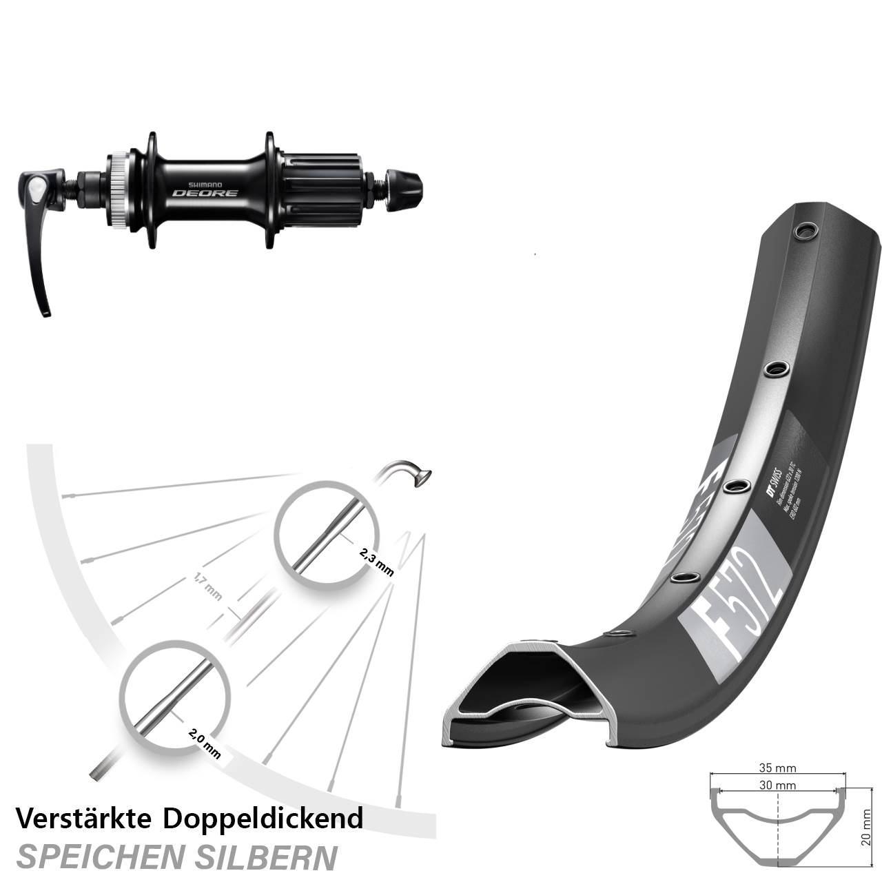 Centerlock Hinterrad 29 Zoll DT Swiss F572 Shimano FH-M6000 8-11 fach für Schnellspanner