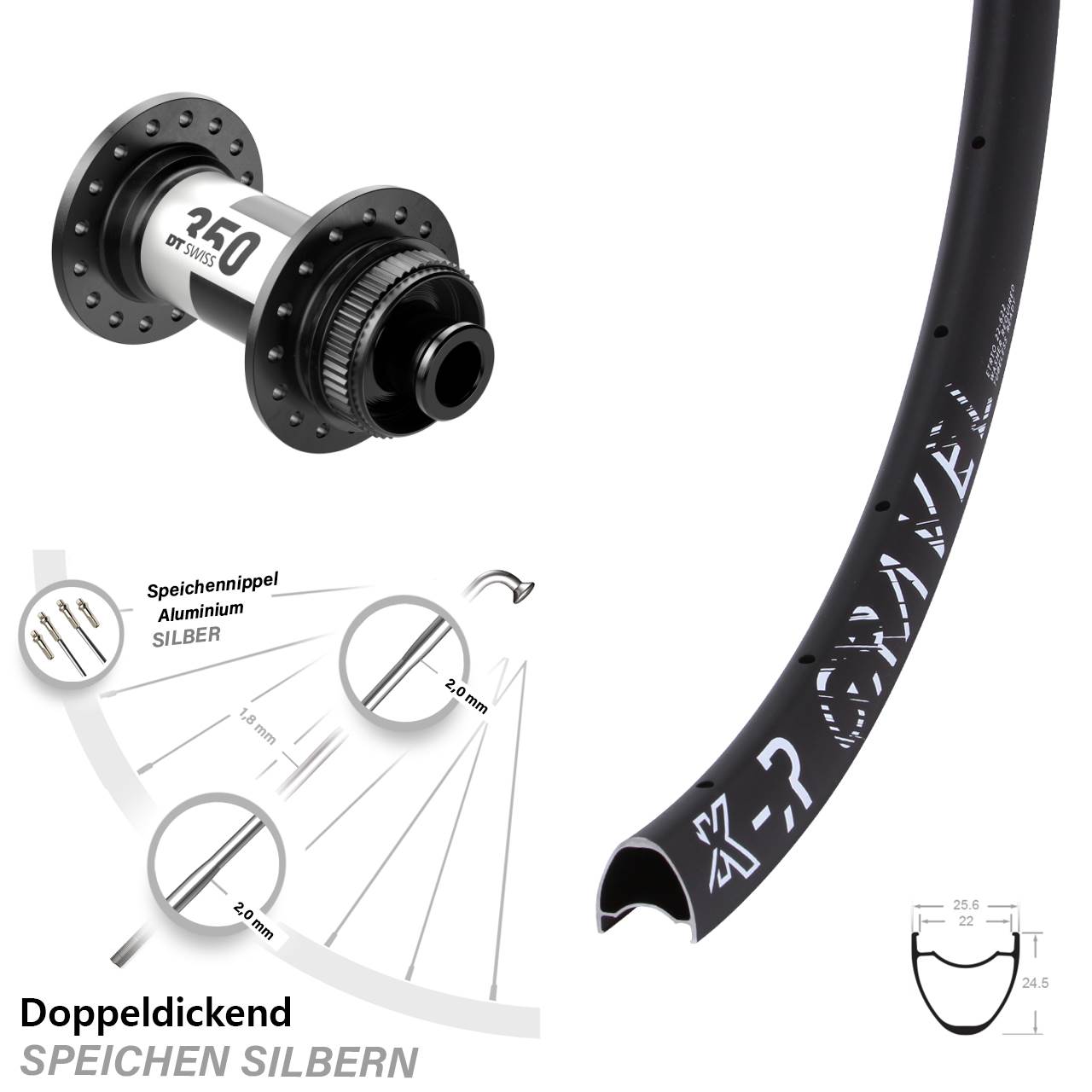 KX-R Gravel 22-622 ETRTO Vorderrad DT Swiss 350 Centerlock 12x100 mm Road